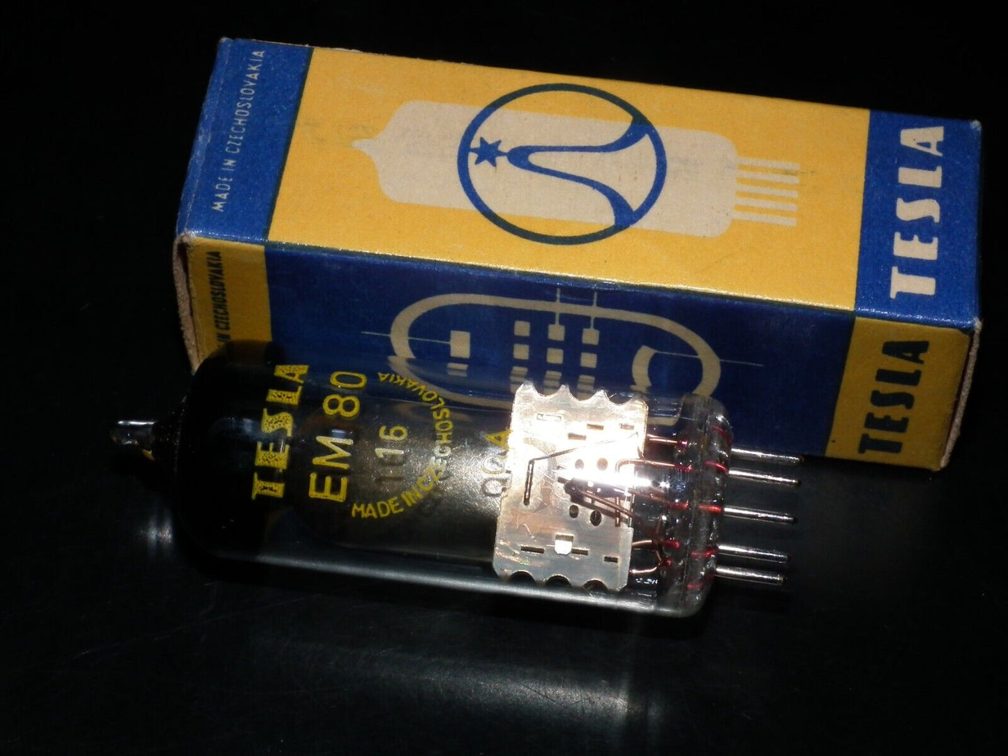 EM80 TESLA Czechoslovakia tuning eye tube Indicator NOS NIB O Getter late 60s