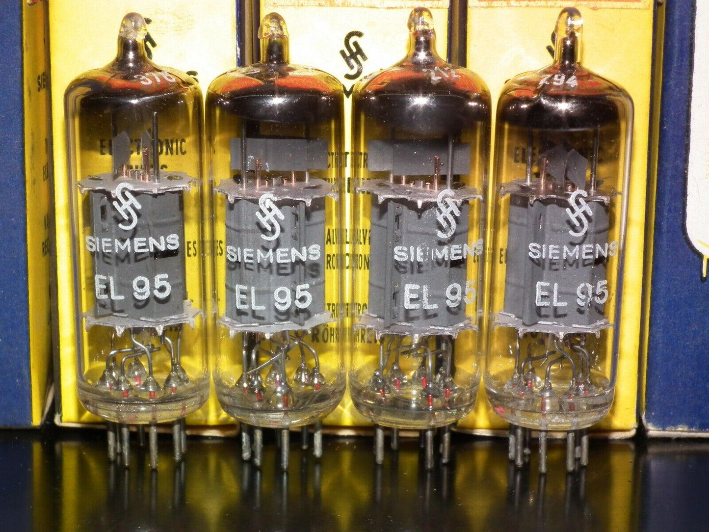 EL95 6DL5 Siemens & Halske Munich platinum matched quad (4 tubes) NOS NIB