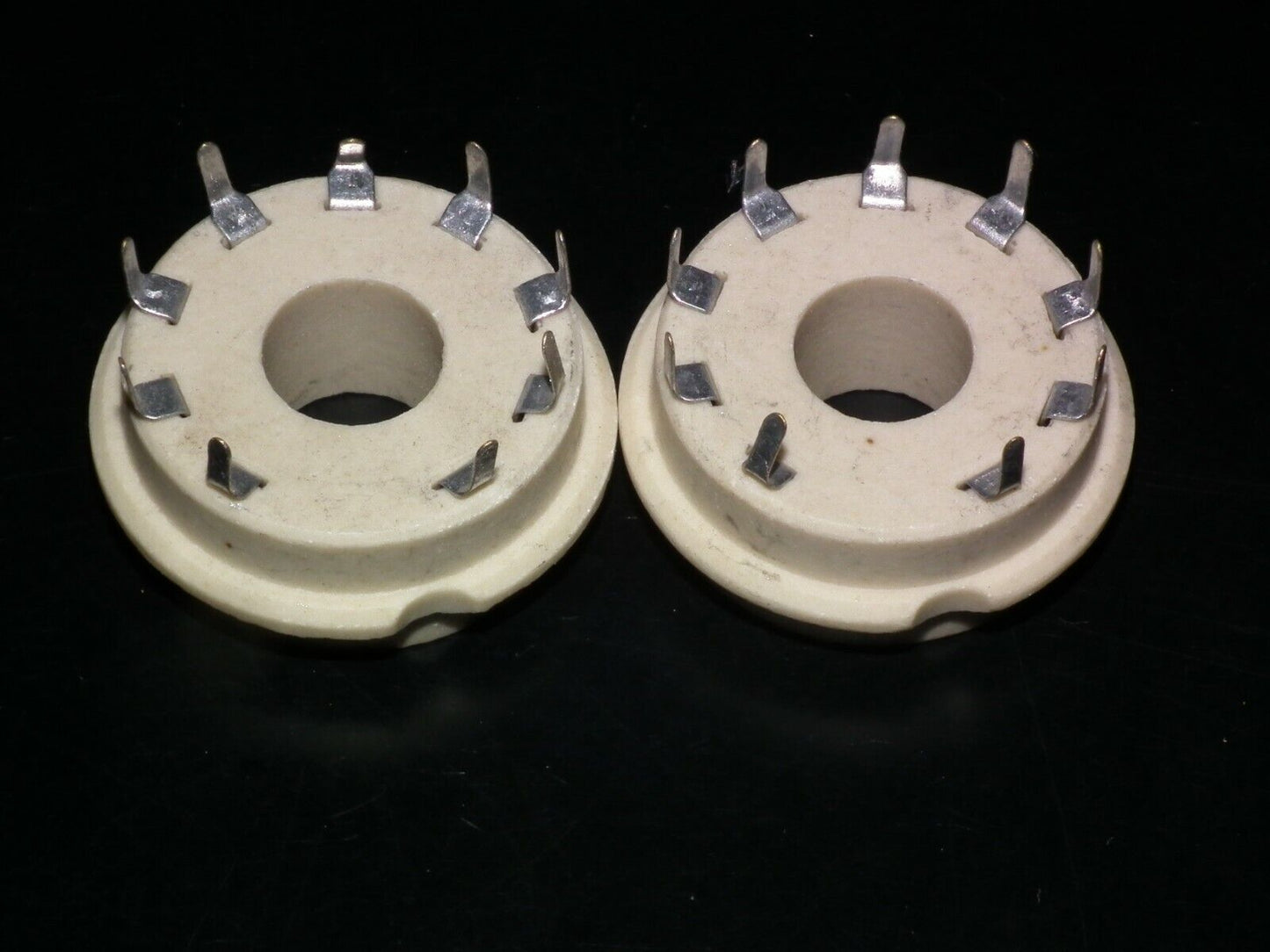Two VINTAGE NOS Magnoval Vacuum Tube Ceramic Socket for PCB West Germany 60s