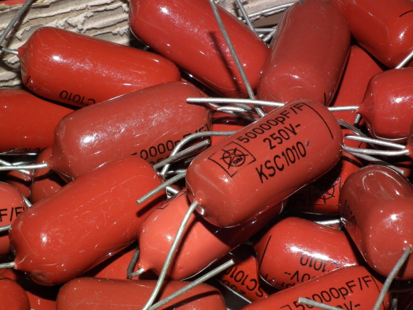 Two polystiren capacitors 50000pF 0.05uF 250V ISKRA SIEMENS 1974 HI End Tube Amp