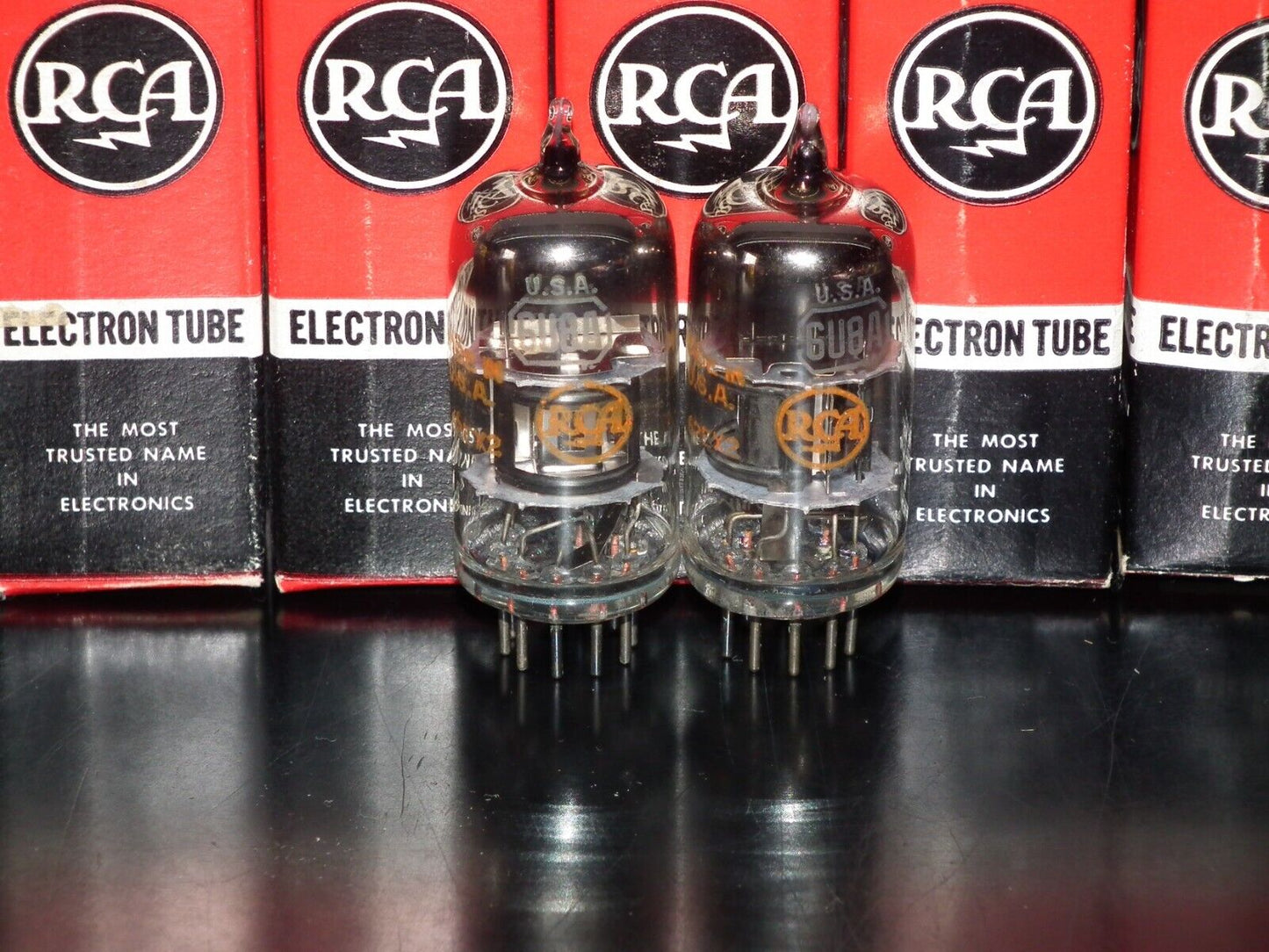 Platinum matched pair 6678 RCA 6U8A NOS NIB 6GH8A ECF82 6EA8 Black Anodes