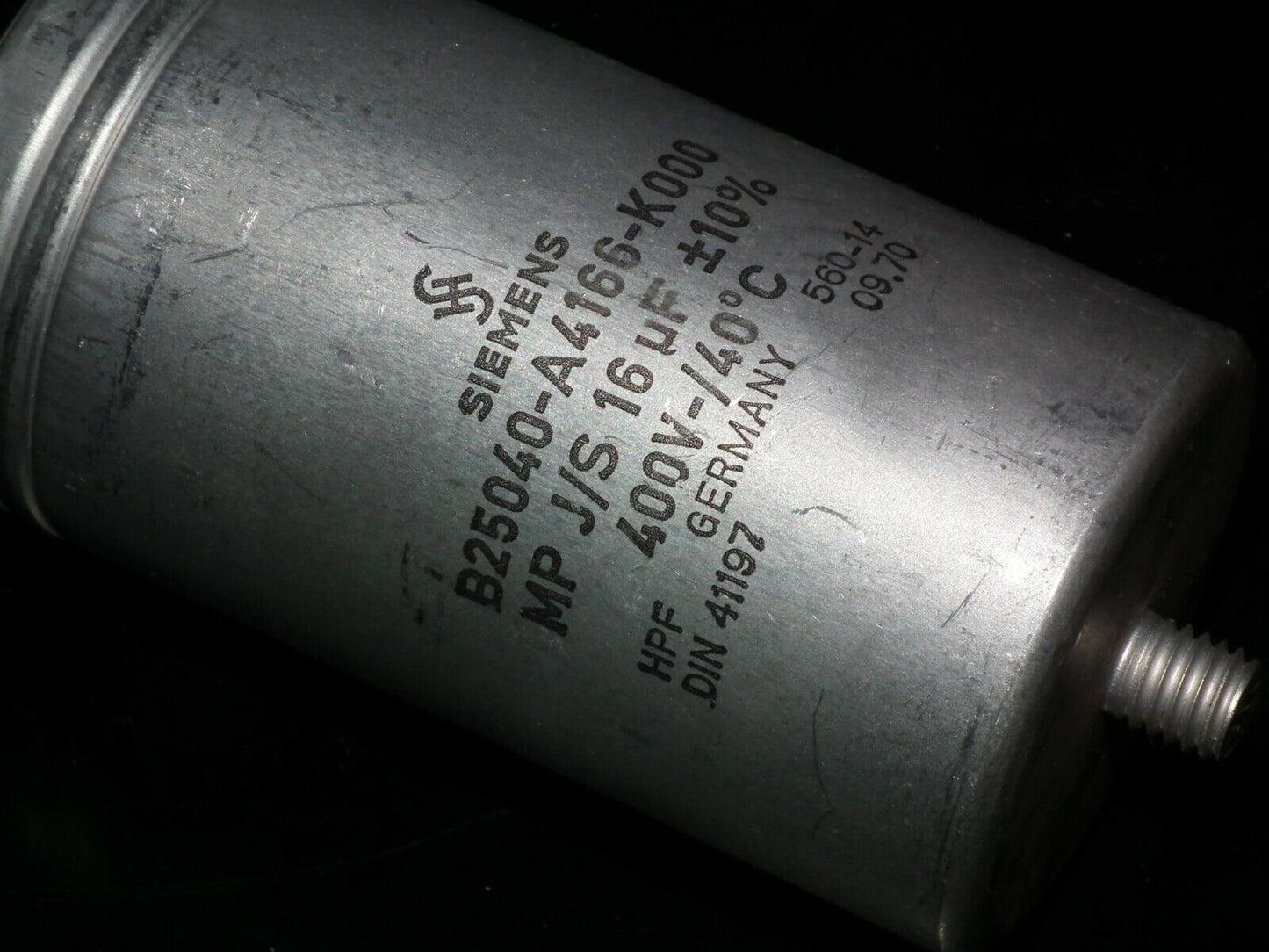 One vintage Siemens PIO capacitor 16uF 400V DIY tube audio Klangfilm 16mfd 400V