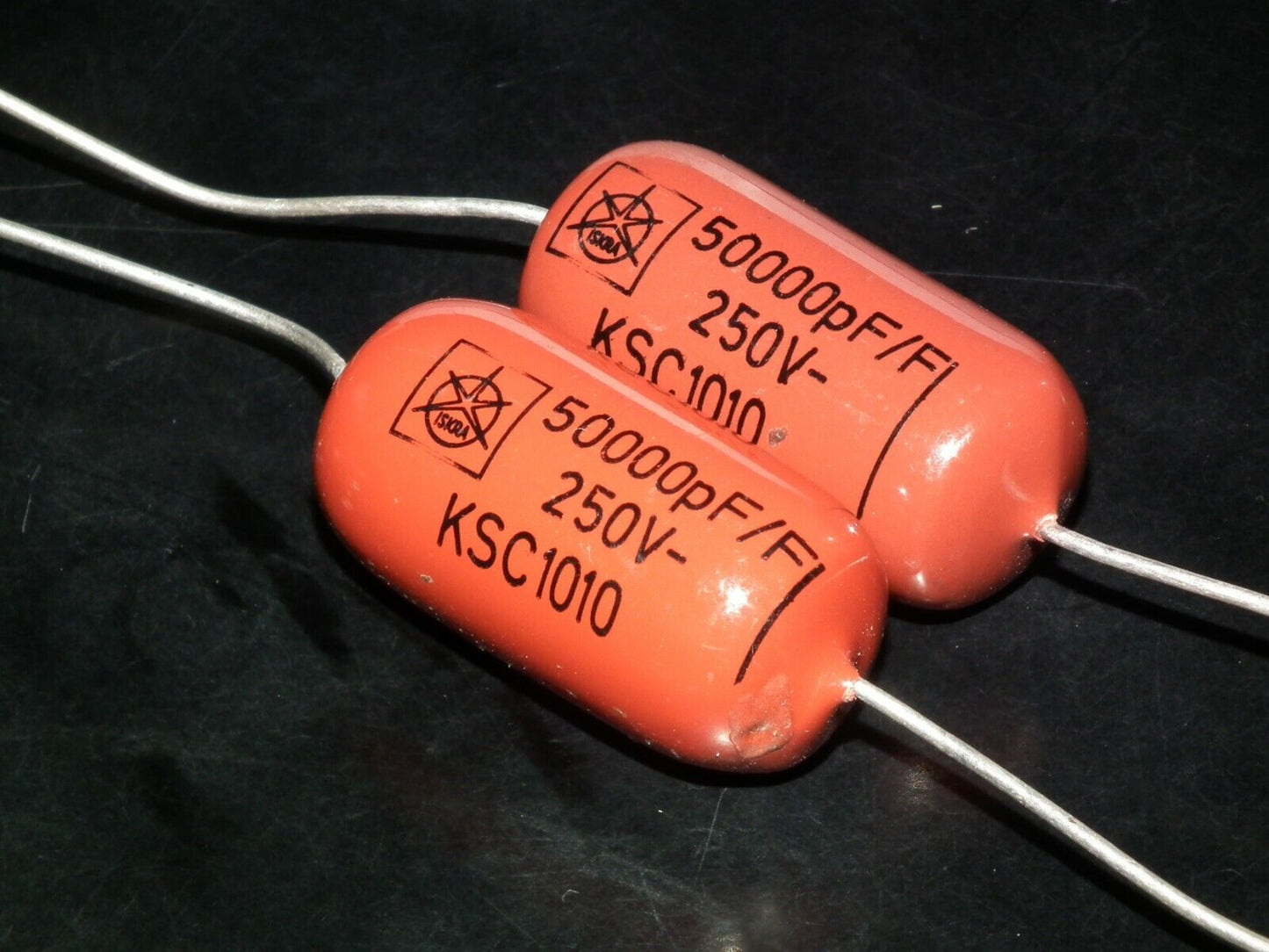 Two polystiren capacitors 50000pF 0.05uF 250V ISKRA SIEMENS 1974 HI End Tube Amp