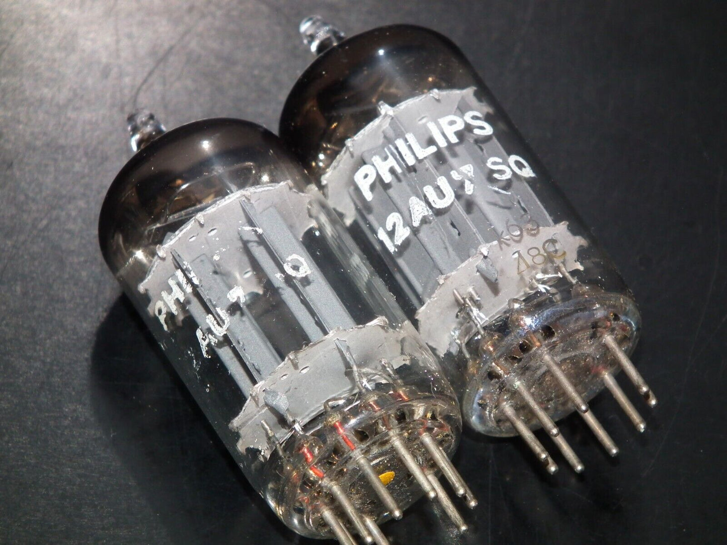 Matched Pair 12AU7 Philips ECC82 Long Anodes 17mm Rare SQ 10000 hours 1958 k63