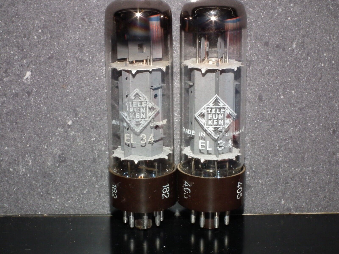 EL34 Telefunken OO Getter Brown Base NOS NIB Platinum Matched Pair Ulm W.Germany