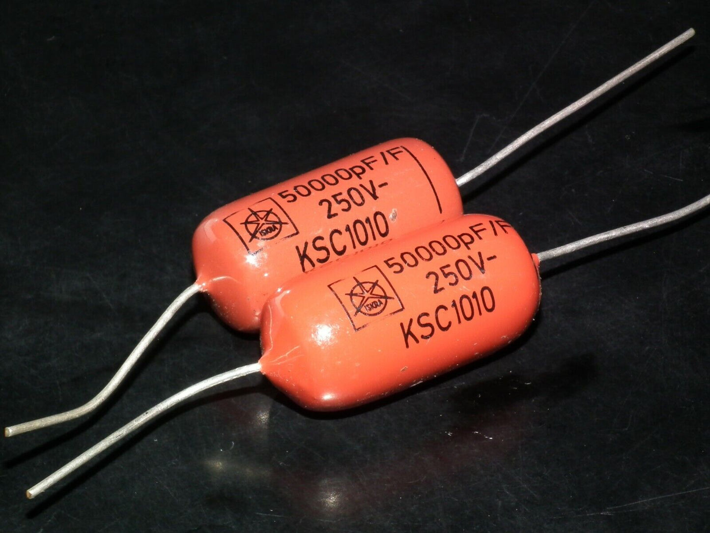 Two polystiren capacitors 50000pF 0.05uF 250V ISKRA SIEMENS 1974 HI End Tube Amp