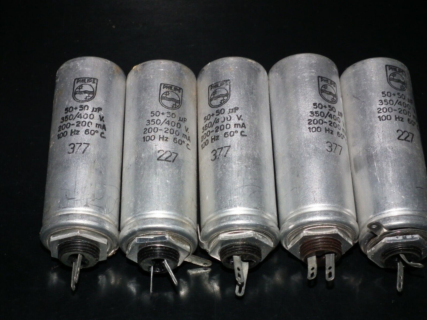 NOS vintage Philips electrolytic can capacitor 50 + 50 mfd 400V made back in 60s