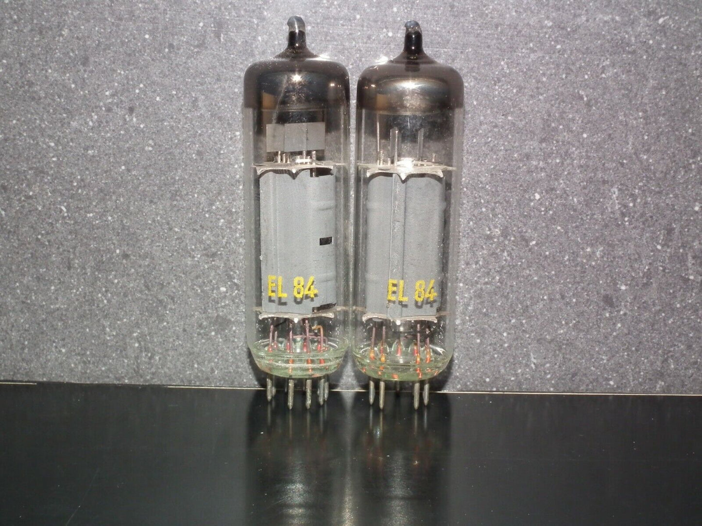 EL84 6BQ5 RFT Germany - NOS platinum matched pair early 60s - RARE WELDED PLATES