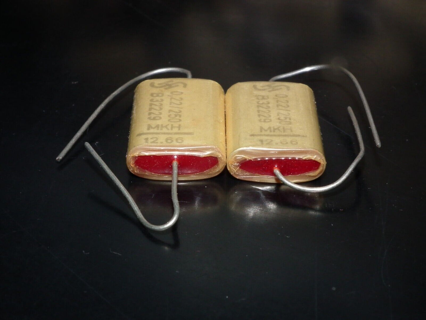 Two (2 pcs) Vintage NOS Capacitors Siemens MKH 0.22u 250V Klangfilm Audio 1966