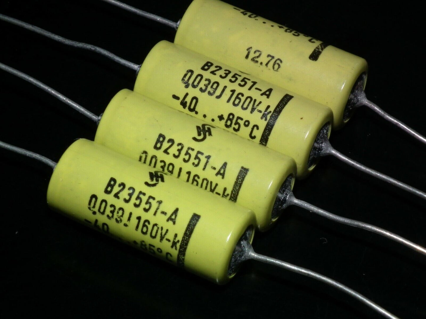 Four 4 NOS vintage Siemens MKL Capacitors 39nF 160V Klangfilm West Germany 70s
