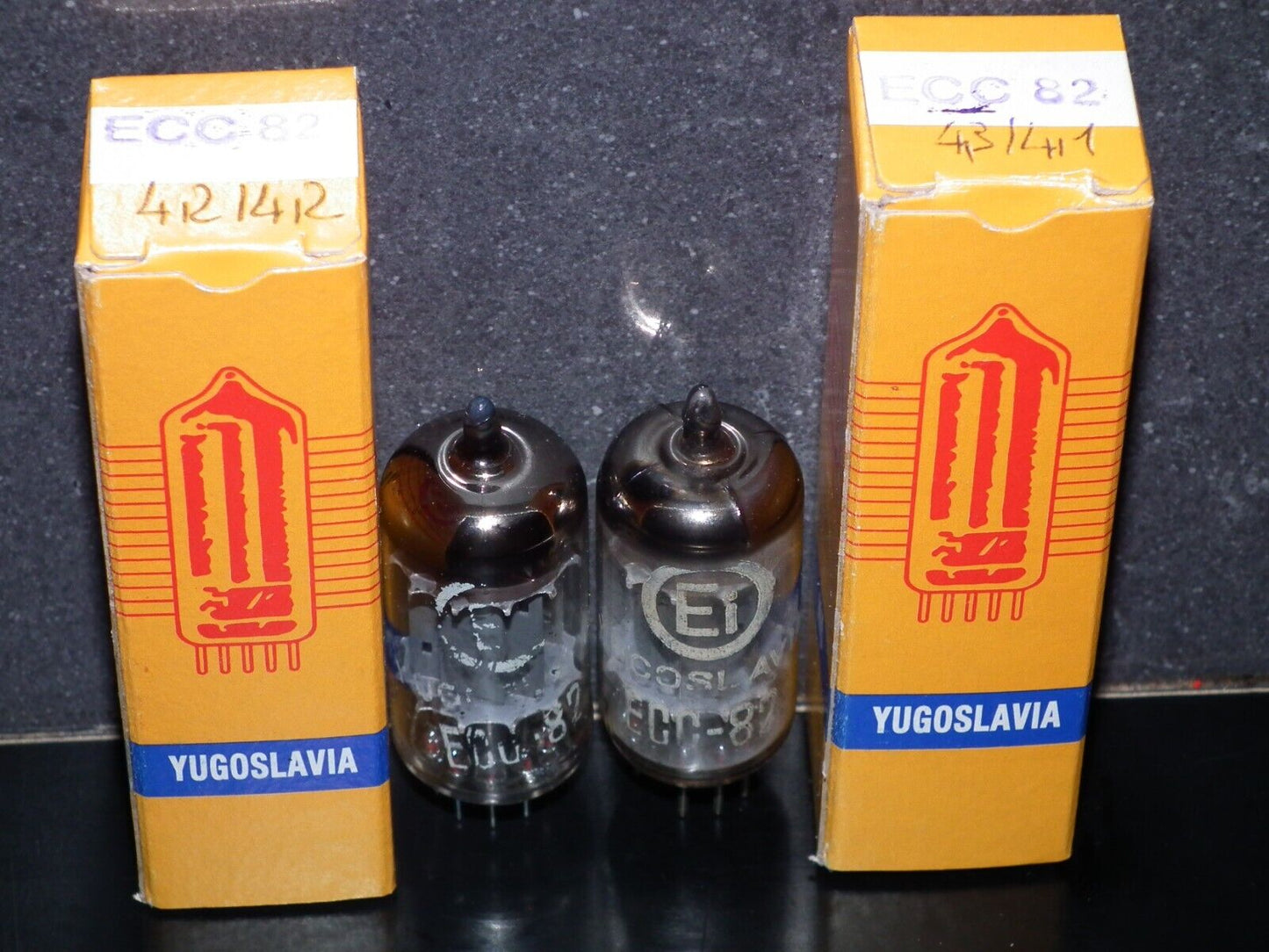 Matched Pair ECC82 12AU7 EI Yugoslavia Telefunken Long Smooth Plates 17mm Used