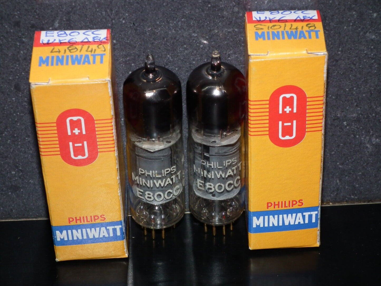 Philips E80CC 6085 Matched pair (Rare FOIL D Getter, PINCHED WAIST!) Tested NOS