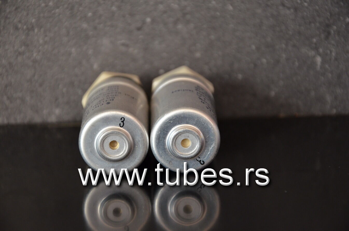 Two vintage Siemens electrolytic capacitors 50uF / 35V Klangfilm West Germany