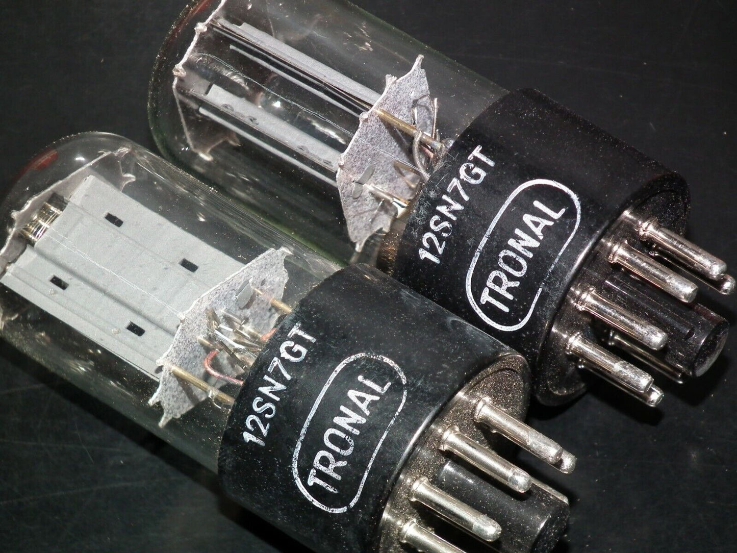 Rare Matched Pair TRONAL 12SN7GTA NOS NIB FLAT DISC GETTER old type stem