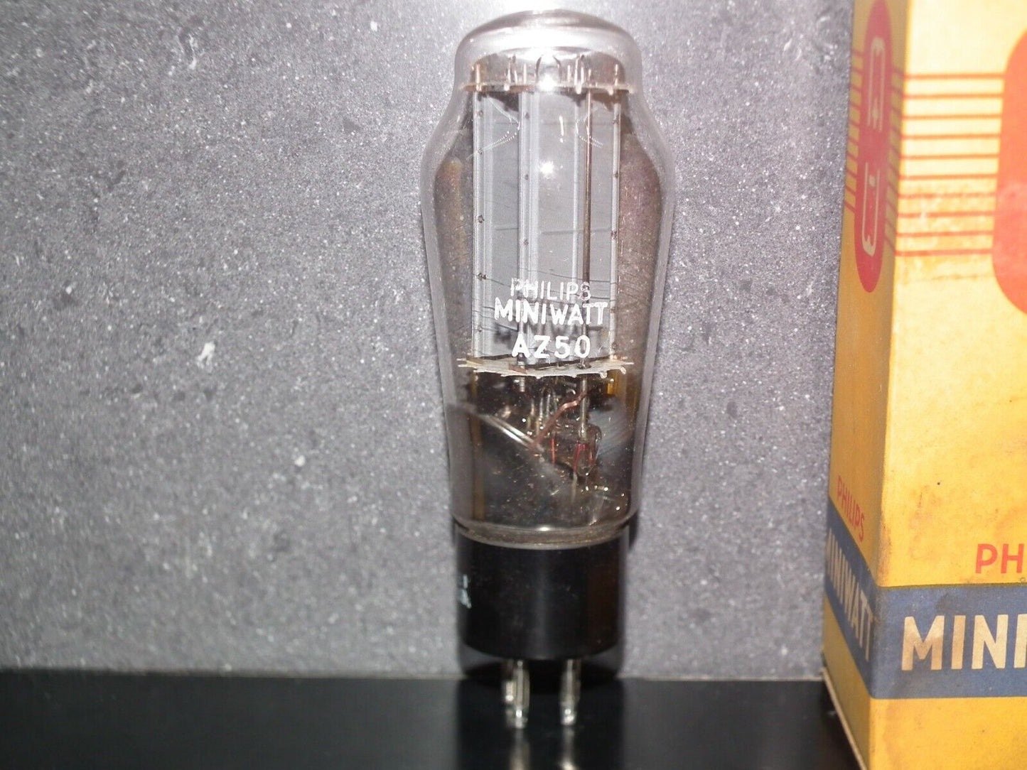 AZ50 Philips rectifier NOS NIB, dual OO getter, Blackburn 1960, WELDED PLATES
