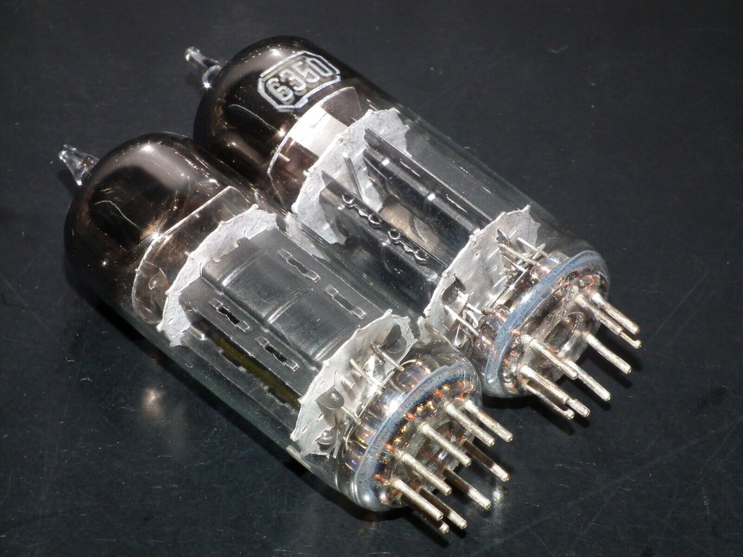 Platinum Matched pair 6350 RCA Triple Mica Black Anodes D Getter Tested NOS