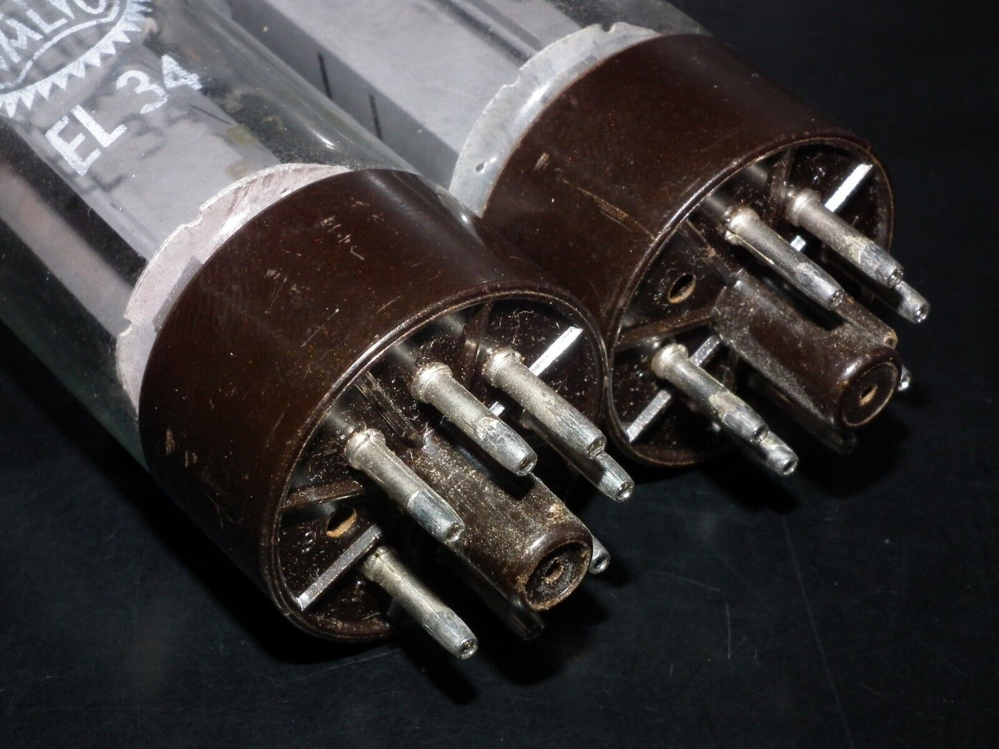 EL34 6CA7 Mullard Xf2 OO Getter Welded Anodes Platinum Matched Pair 80/100%