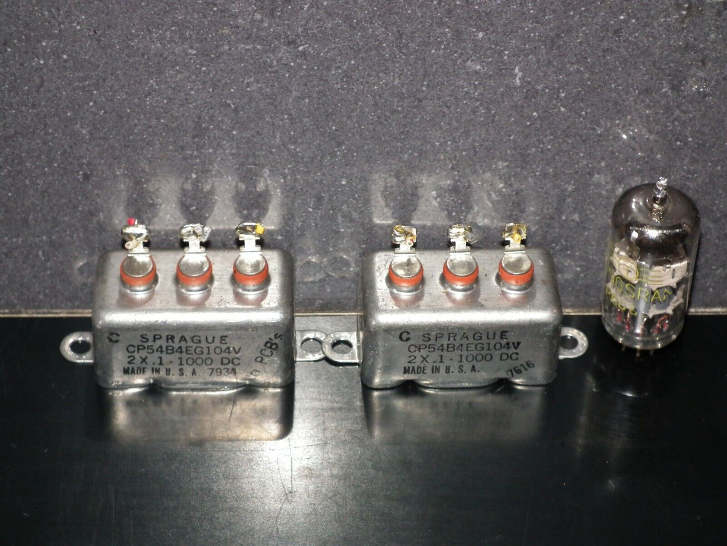 Two (2 pcs) RARE PIO Capacitors 2 x 0.1mfd 1000V 2 x 0.1u Sprague USA