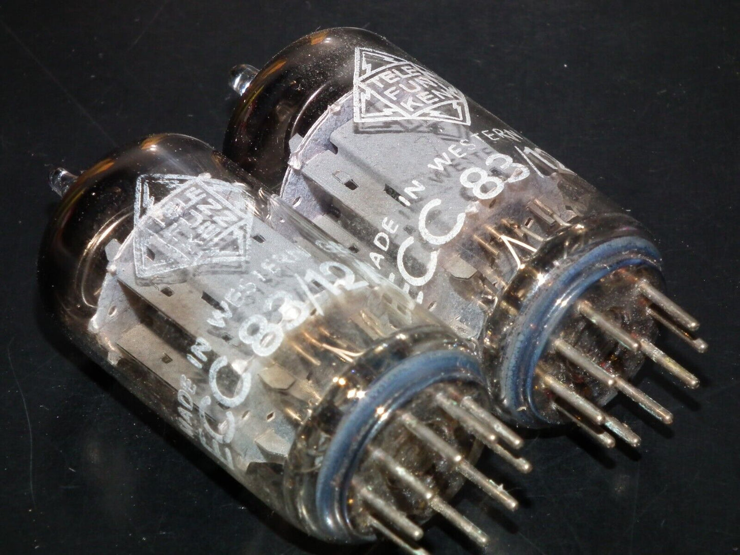 Matched Pair 12AX7 Telefunken ECC83 Tested 85/100% Smooth Anodes DB Berlin Codes