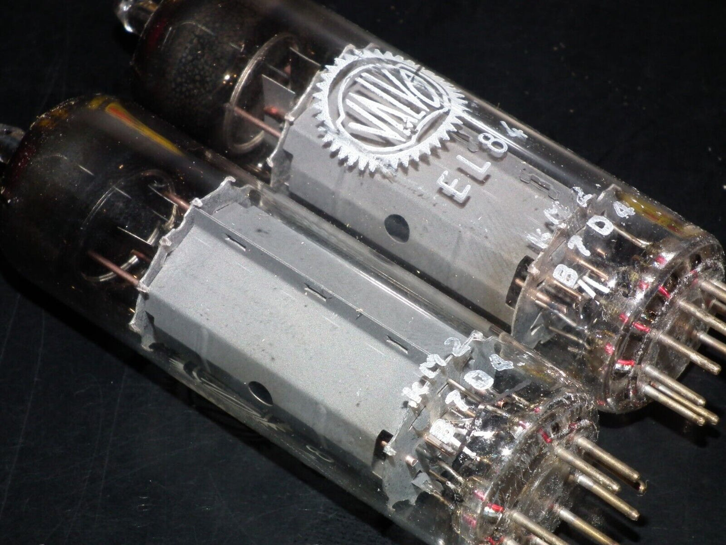 EL84 6BQ5 Mullard - NOS NIB platinum matched pair Blackburn 1967 branded Valvo