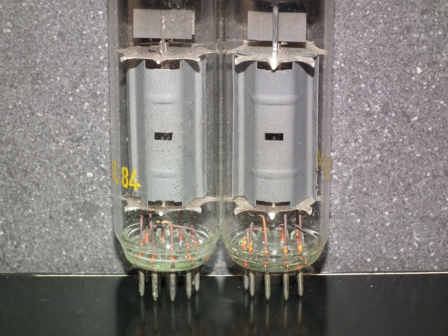 EL84 6BQ5 RFT Germany - NOS platinum matched pair early 60s - RARE WELDED PLATES