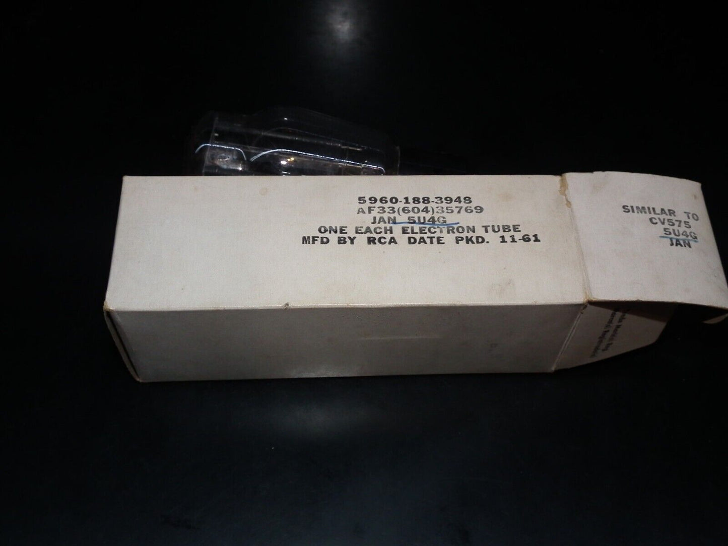 5U4G RCA CV575 NOS NIB JAN BOX Double Top Square Getter Made in 1961