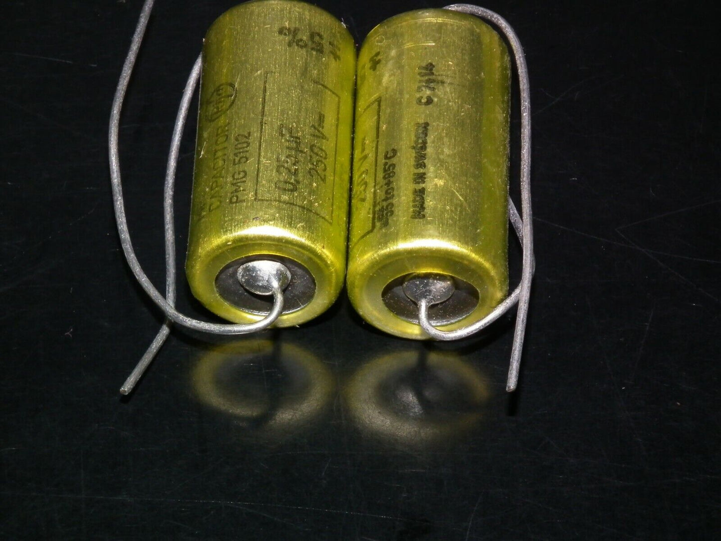 Two vintage MP capacitors 0.25 uF 250V Rifa Sweden PIO - Paper in oil capacitor