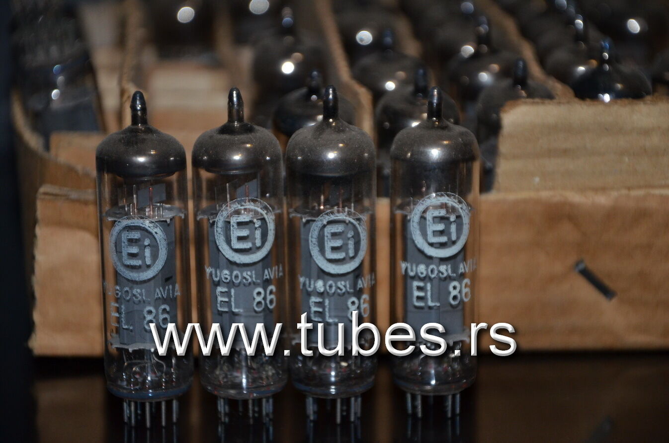 Platinum matched quad EL86 6CW5 EI Yugo (Philips) NOS tube audio output pentode