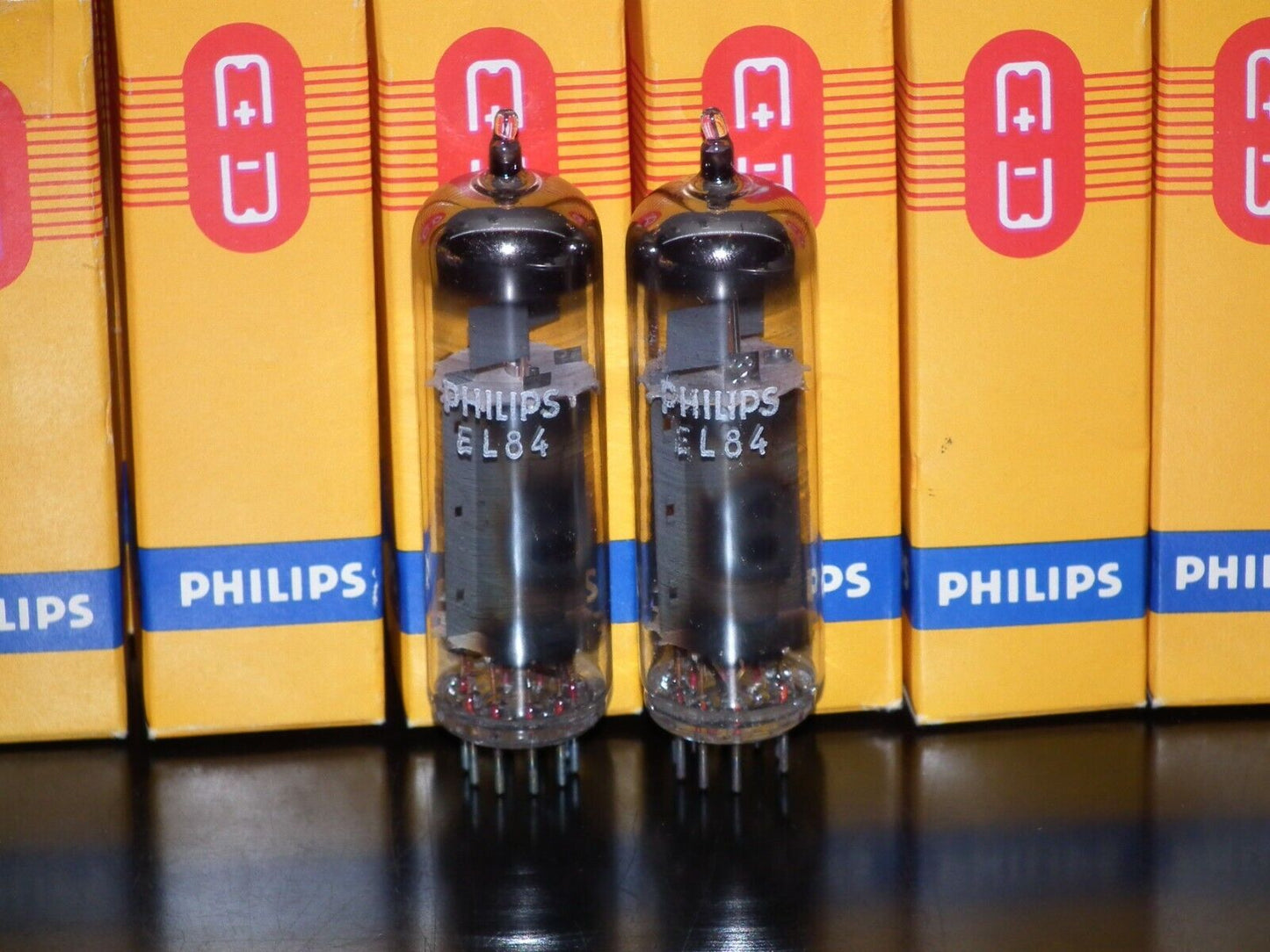 EL84 6BQ5 Tungsram Platinum Matched Pair NOS NIB Rebranded Philips early 70s