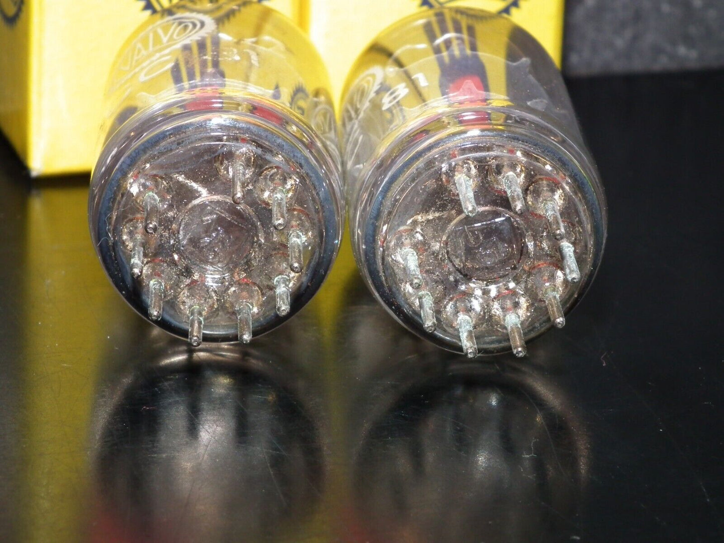 Matched Pair ECC81 Telefunken 12AT7 Rebranded VALVO Used Tested Diamond Bottom