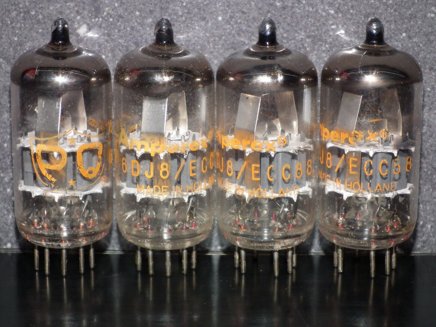 6DJ8 ECC88 Amperex Holland Matched Pair Used Tested 95% A Frame Getter