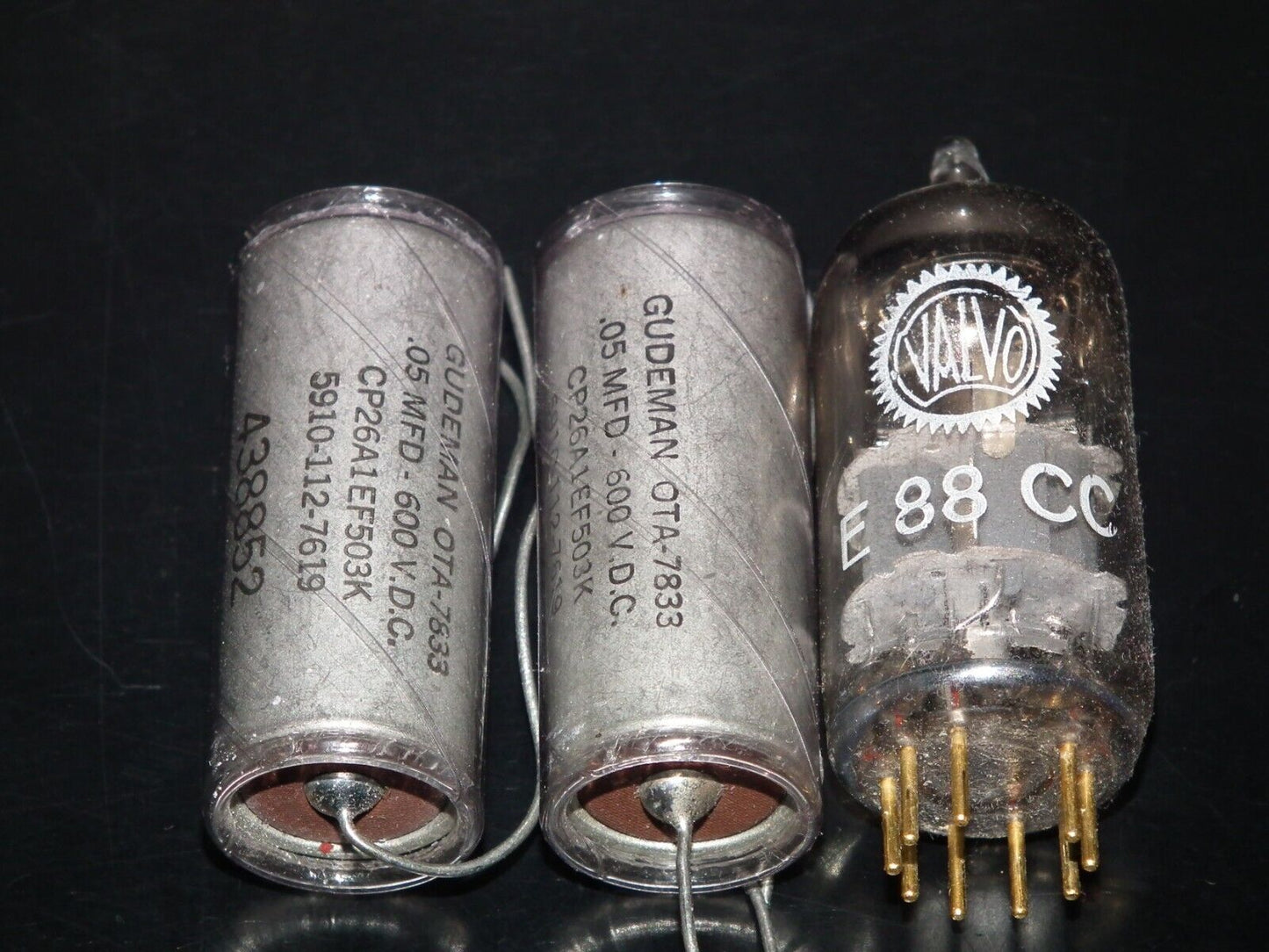 Two Vintage GUDEMAN PIO Capacitors 50nF 600V 0.05uF NOS Paper In Oil