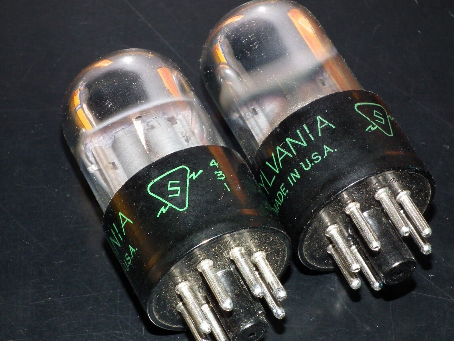 Platinum Matched Pair Sylvania 6SL7GT NOS NIB Chrome Tops Short Bulb Used 135%