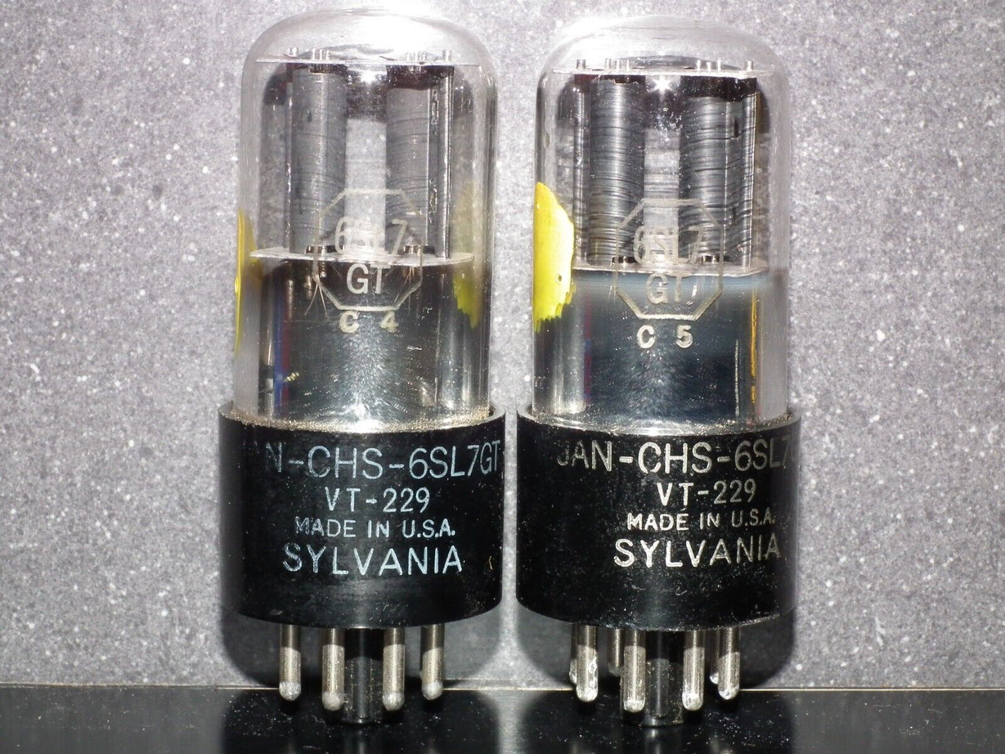 6SL7GT Sylvania VT-229 JAN Matched Pair Black coated, close dates 40s