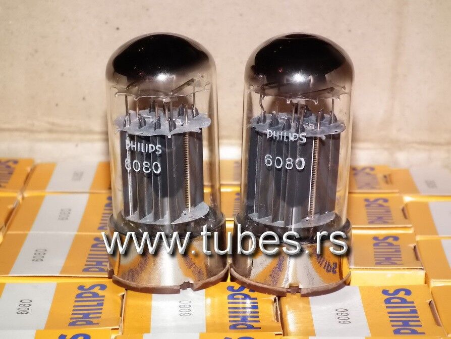 One (1 pcs) NOS Mullard 6080/6AS7/5998 black plates tube (rebranded Philips)