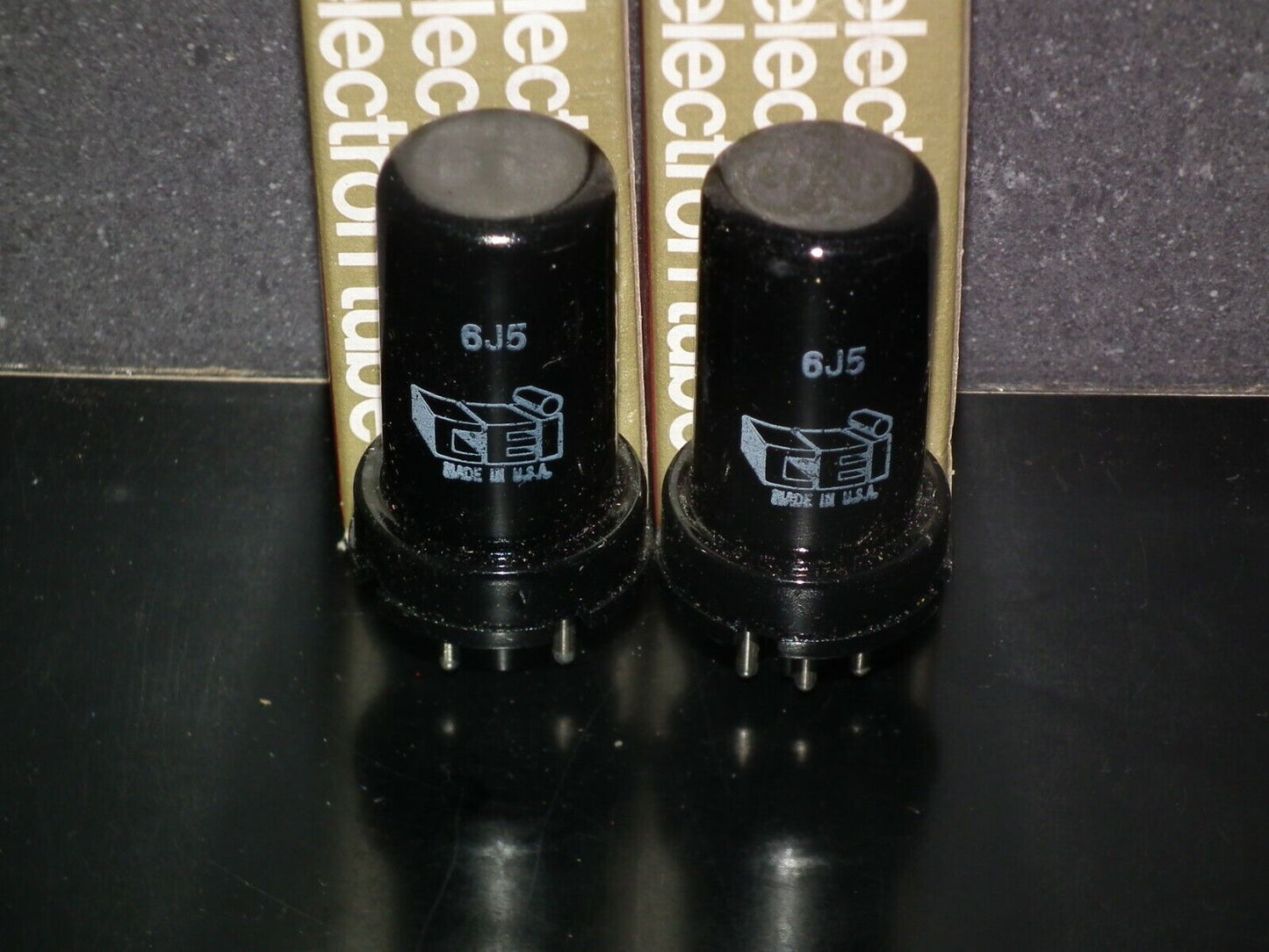 6J5 CEI Platinum Matched Pair NOS NIB Made in US in 60s