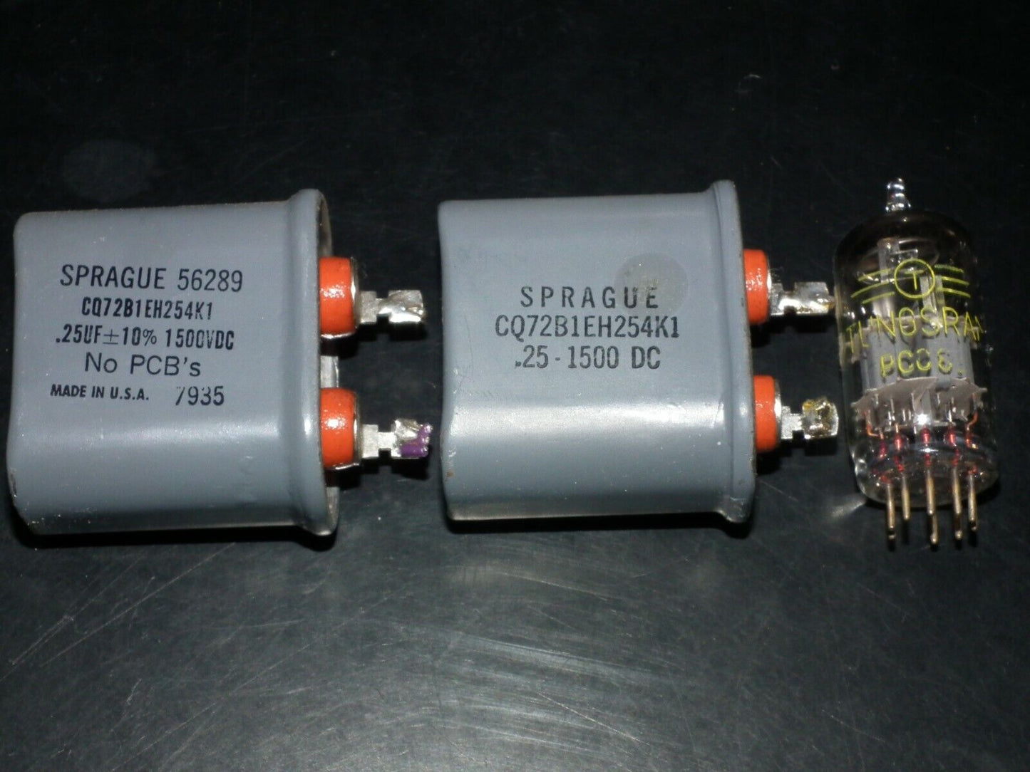 Two (2 pcs) RARE PIO Capacitors 0.25mfd 1500V 0.5u Sprague