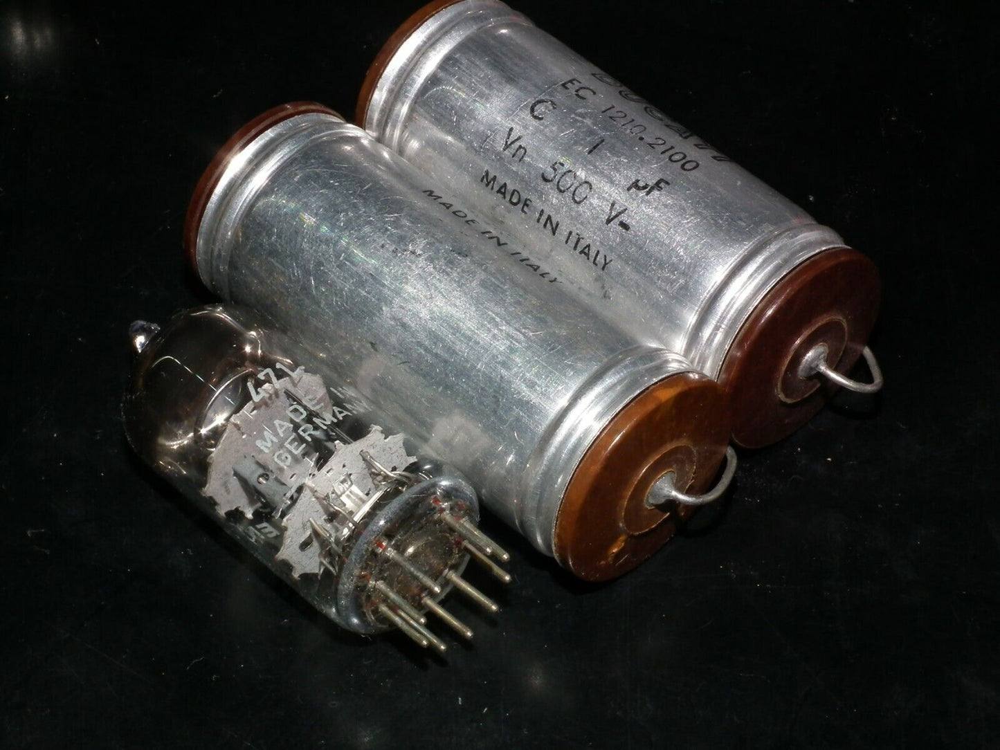 Two NOS vintage PIO capacitors 1 uF / 500V Ducati Italy Paper In Oil