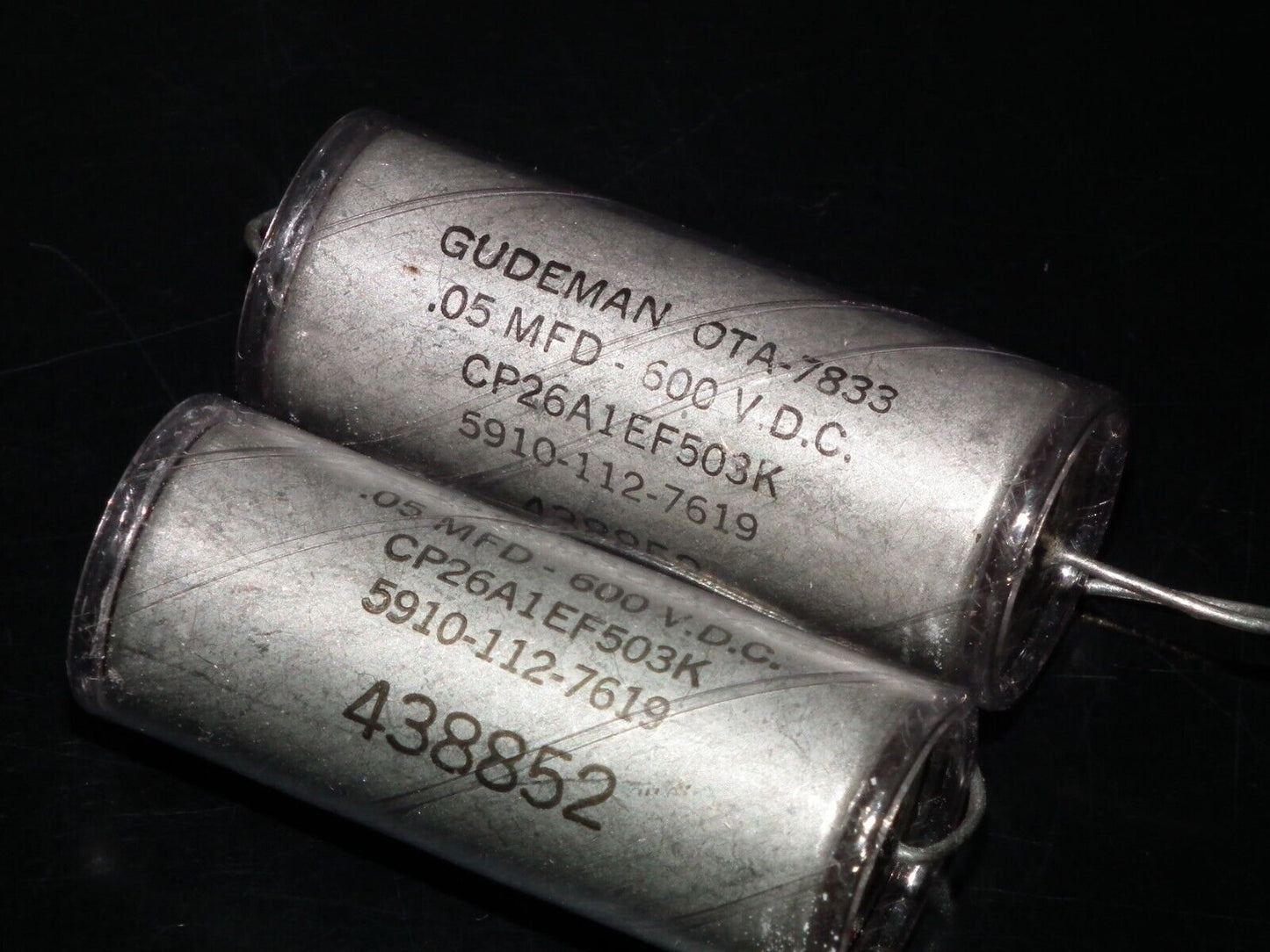 Two Vintage GUDEMAN PIO Capacitors 50nF 600V 0.05uF NOS Paper In Oil