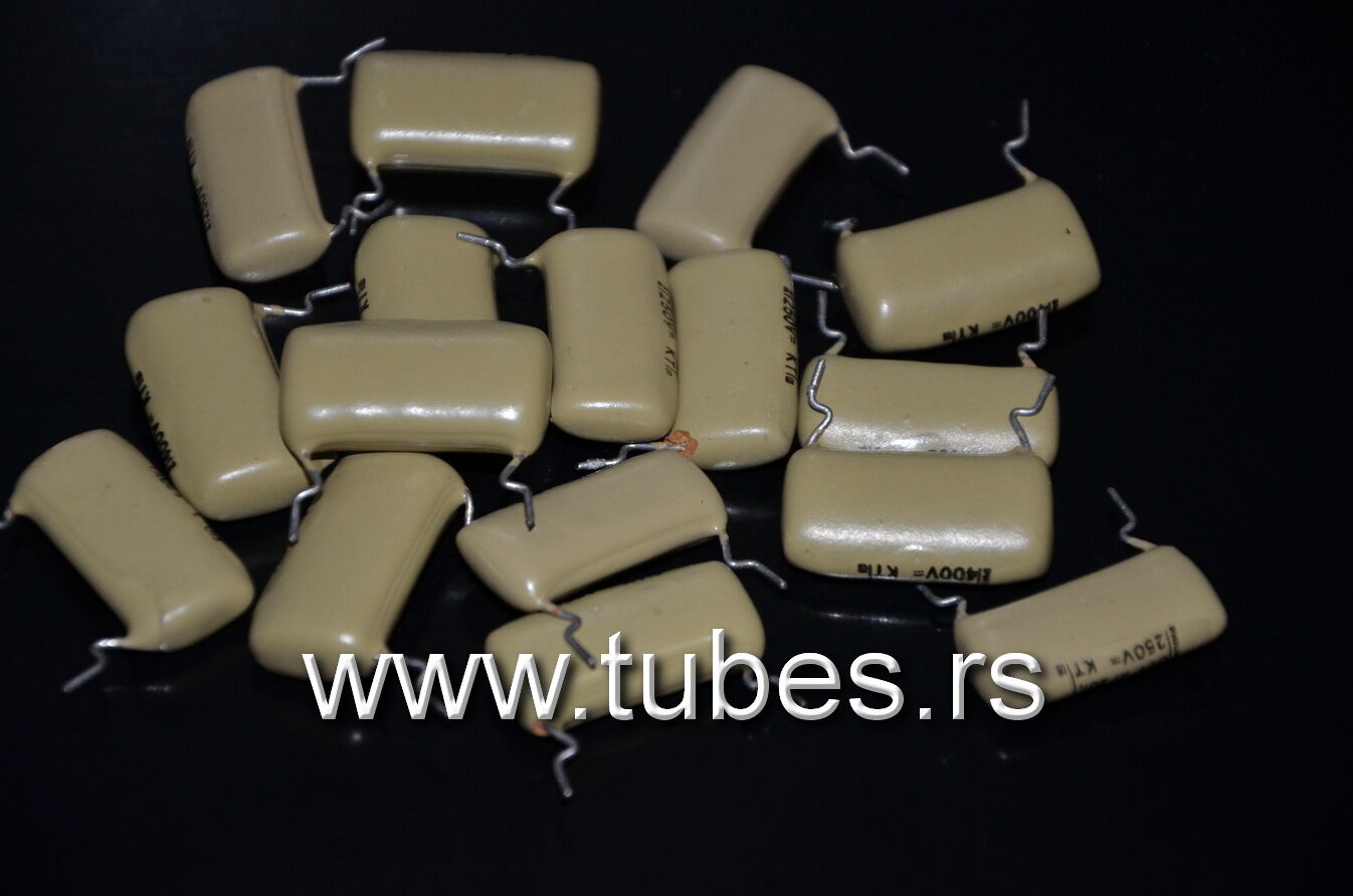 Two vintage Mullard Mustard Philips Capacitors 0.1mfd / 250V Marshall,Fender ...