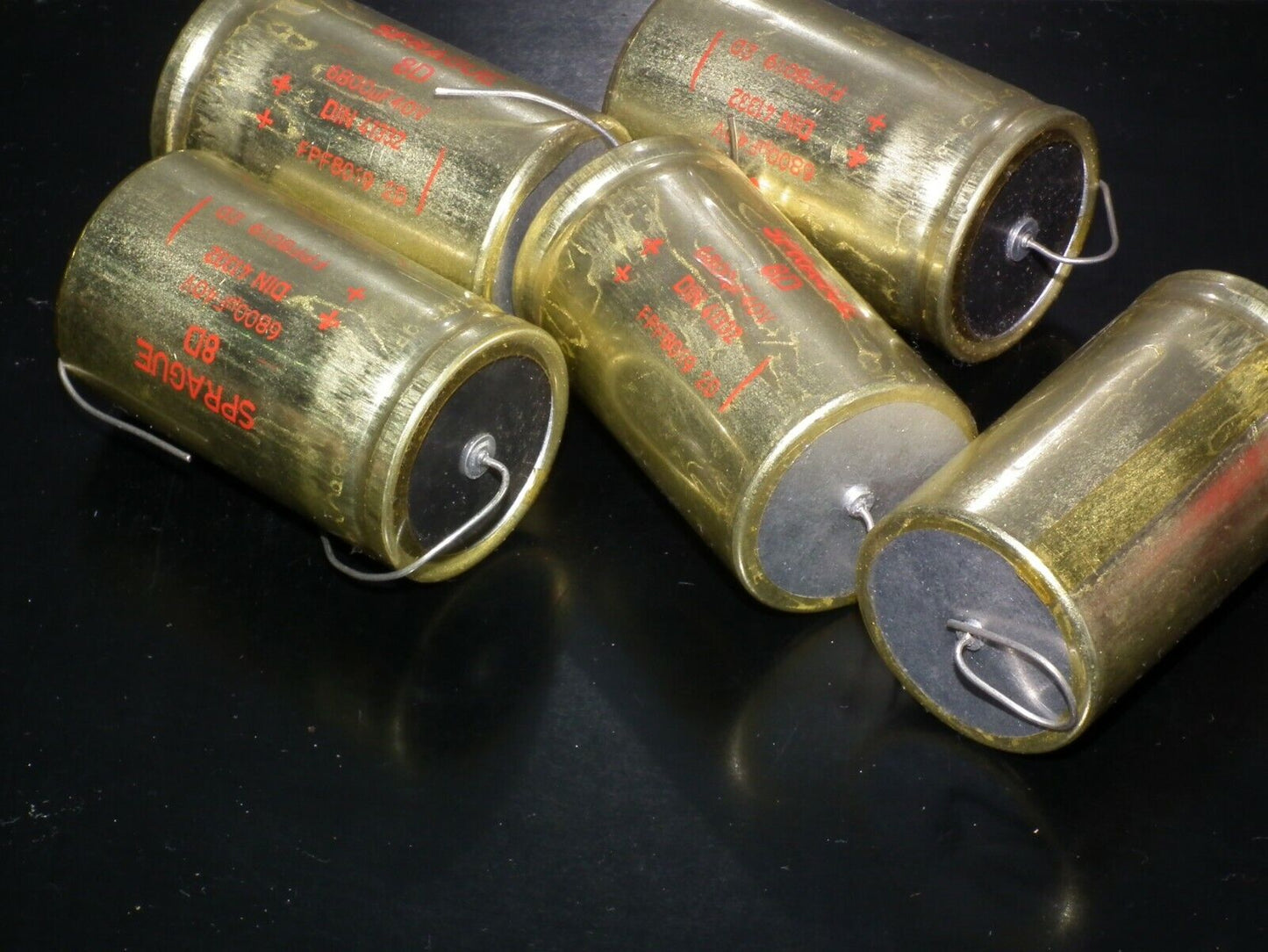 NOS Sprague electrolytic capacitors 6800uF 40V Made in USA