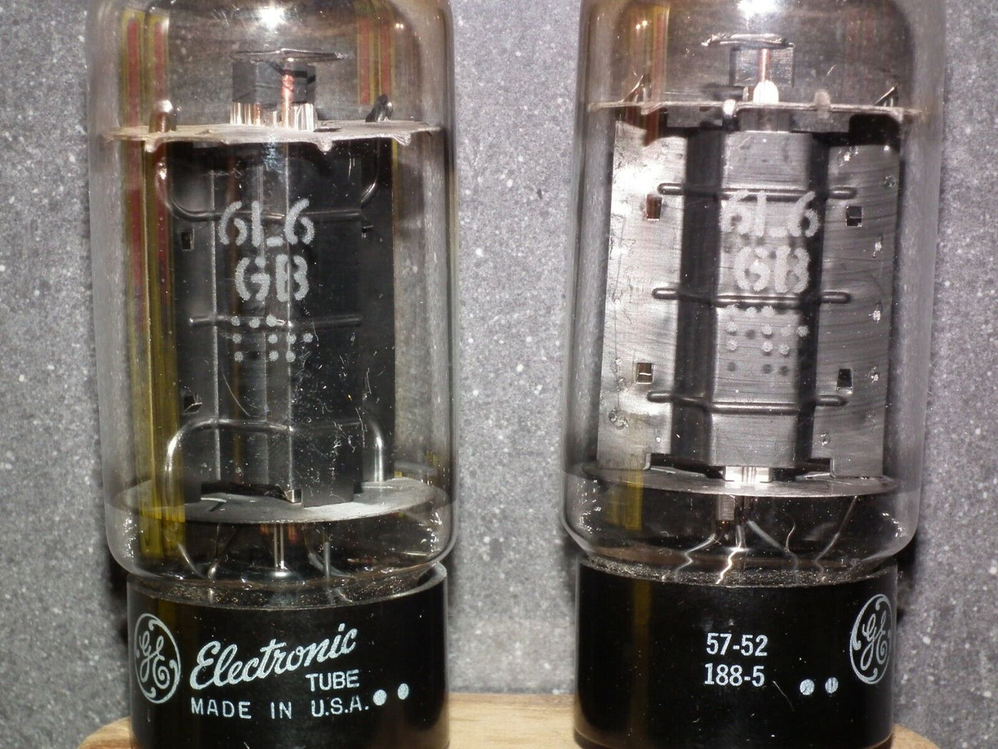 6L6GB GE Pair, Made in US in 1957, top square getter, used, tested 85%