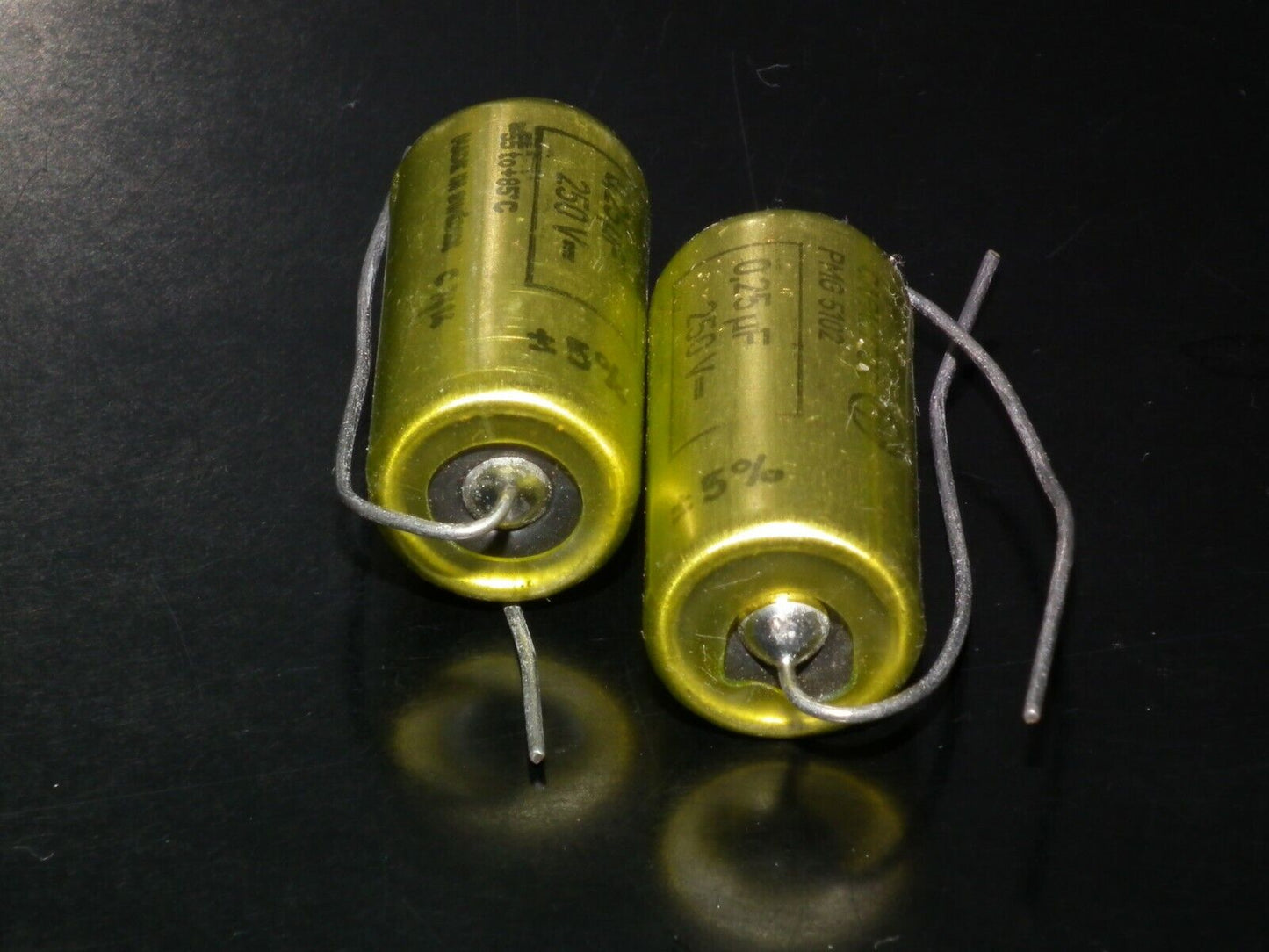 Two vintage MP capacitors 0.25 uF 250V Rifa Sweden PIO - Paper in oil capacitor