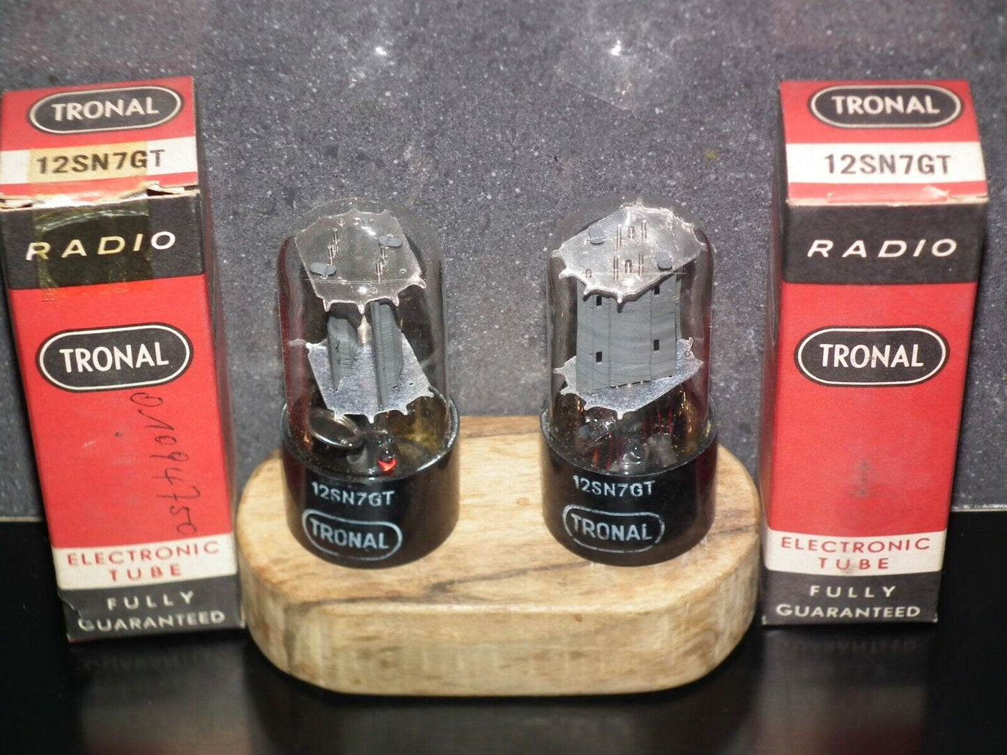 Rare Matched Pair TRONAL 12SN7GTA NOS NIB FLAT DISC GETTER old type stem