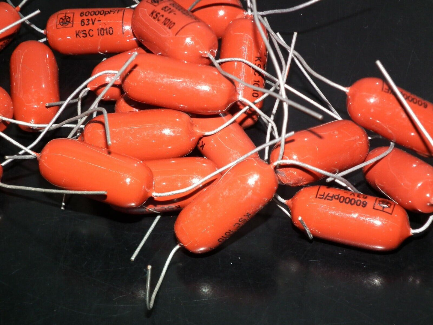 Two polystyrene capacitors 60000pF 0.060uF 63V ISKRA SIEMENS HI End Tube