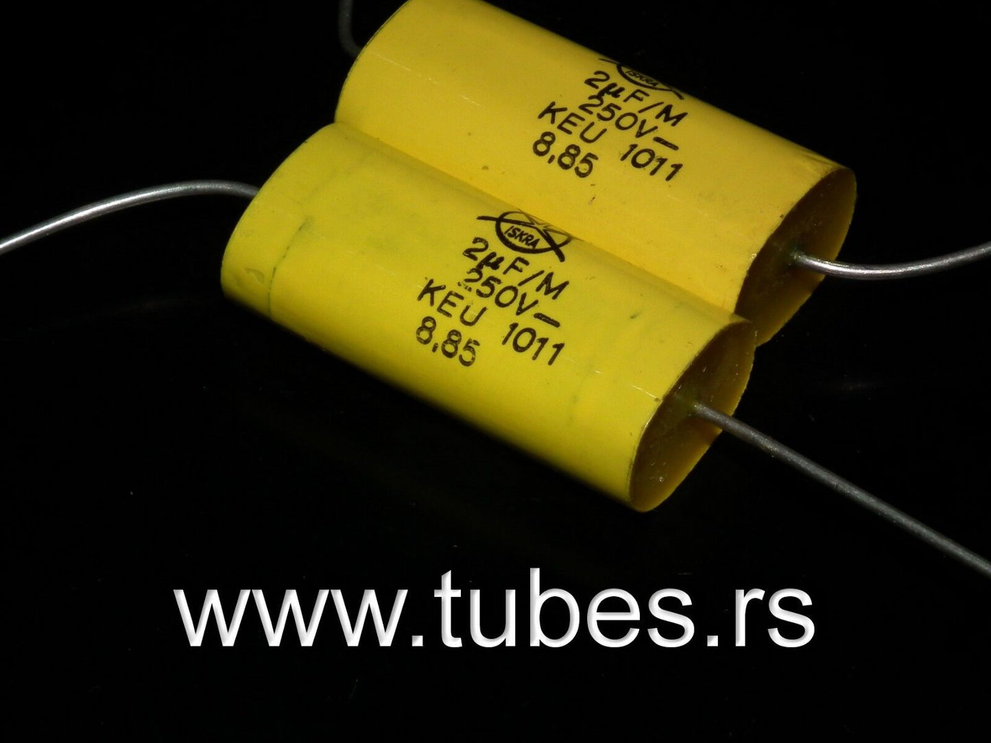 Two NOS vintage capacitors 2uF 250V ISKRA 1985