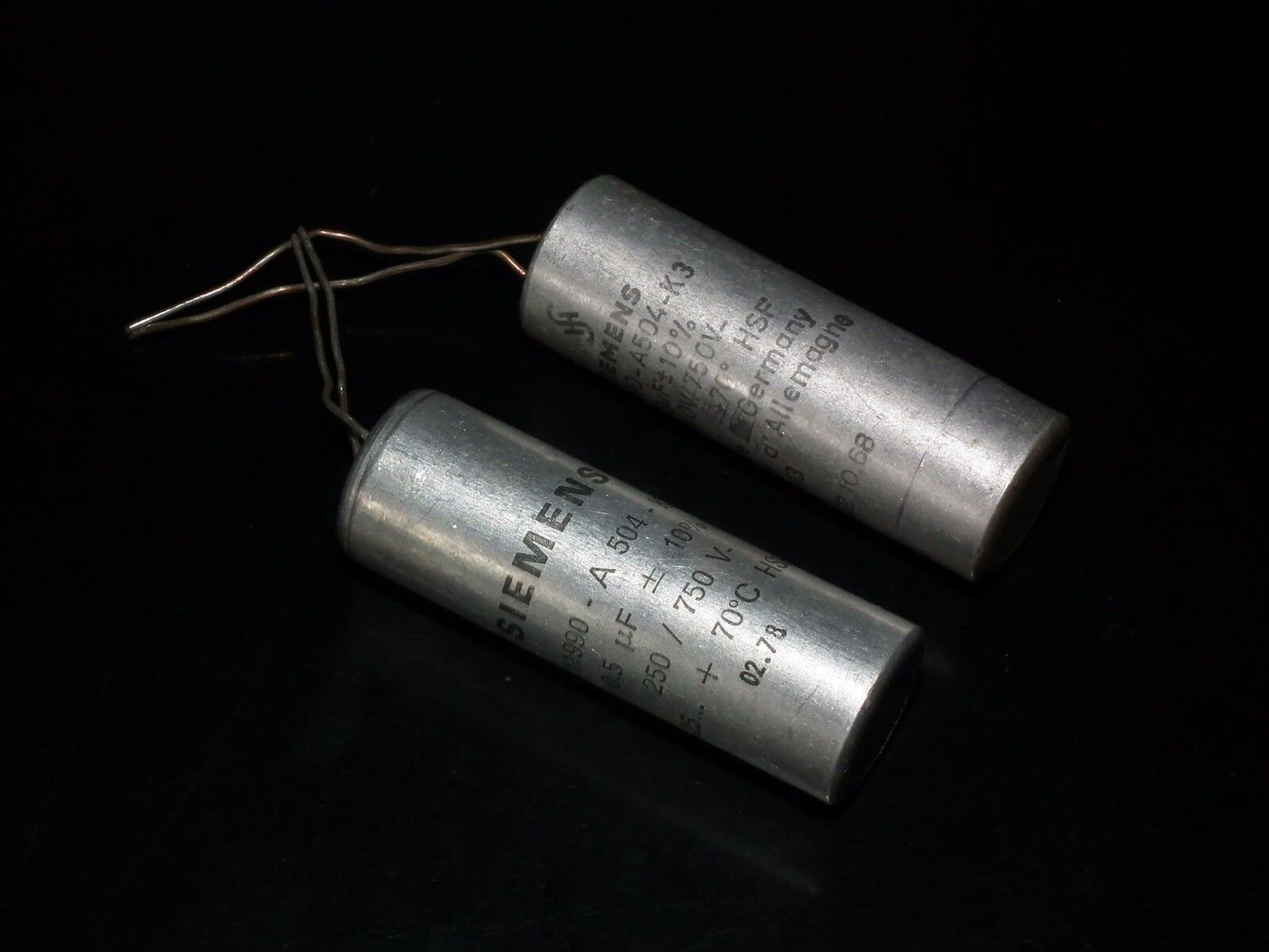 Two vintage NOS PIO Capacitors 0.5mfd 750V Siemens Klangfilm Hi End Tube Audio