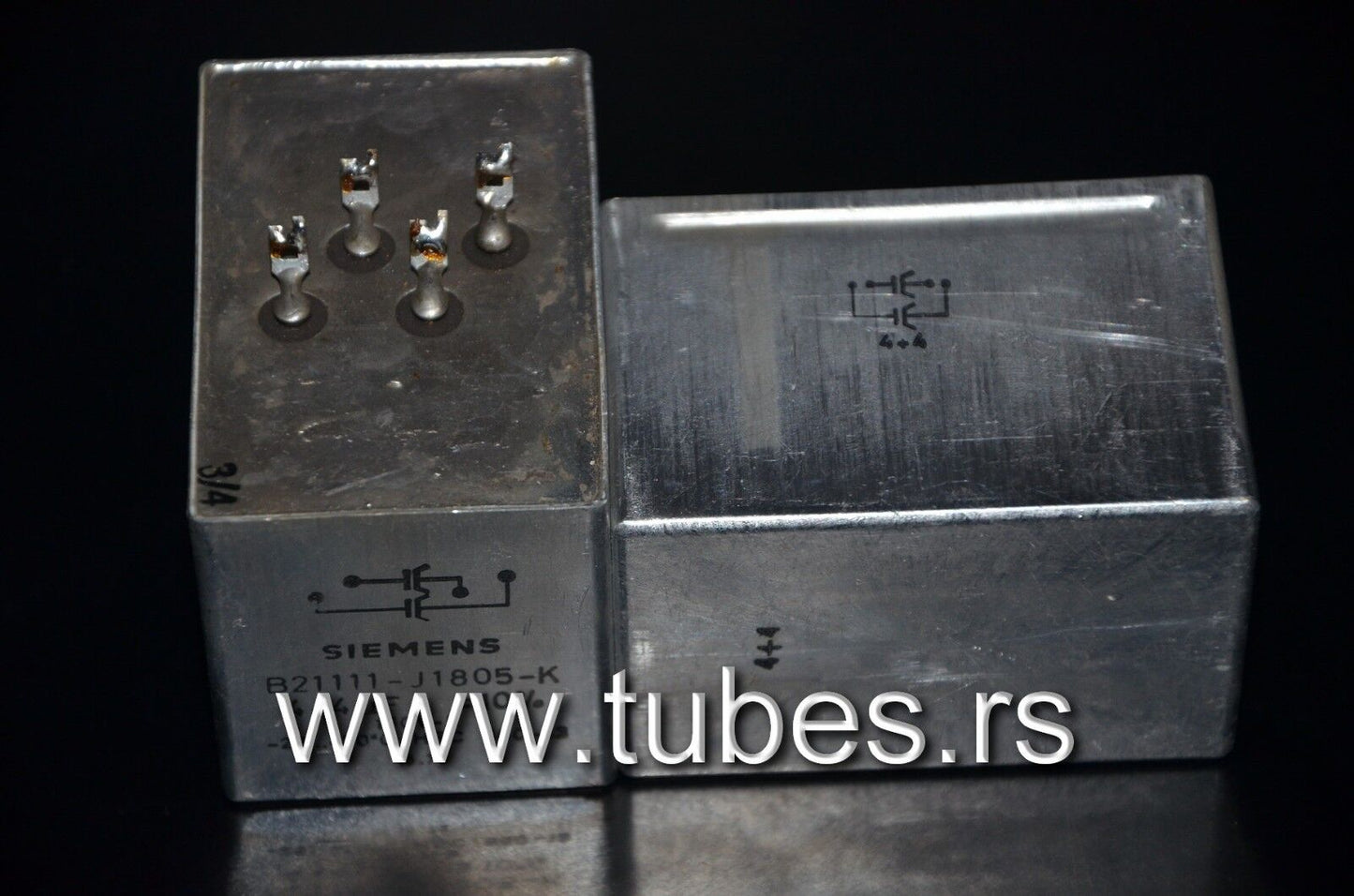 Two vintage Siemens PIO capacitors 4+4 uF 160V Klangfilm Made in W. Germany 1978