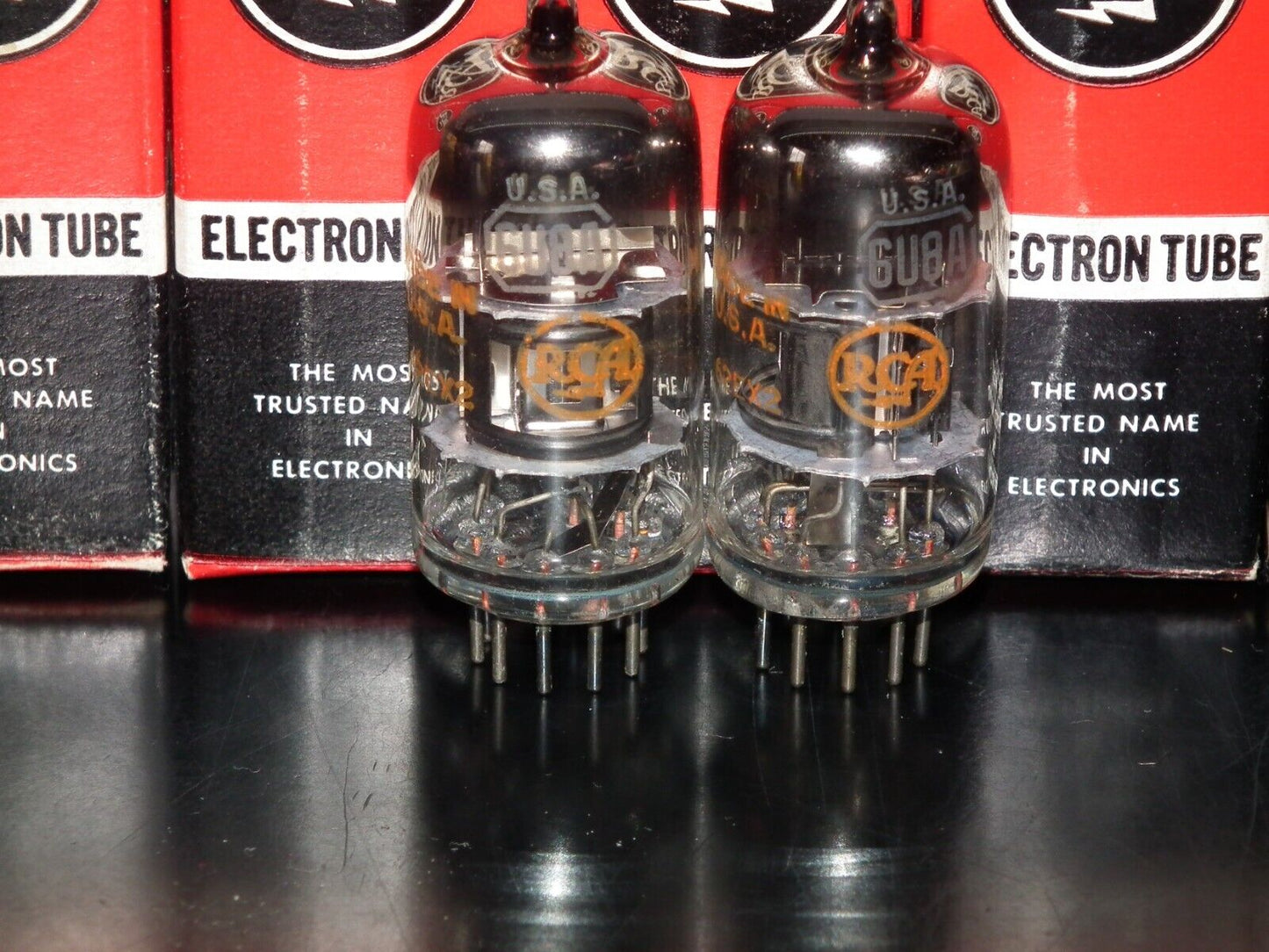 Platinum matched pair 6678 RCA 6U8A NOS NIB 6GH8A ECF82 6EA8 Black Anodes