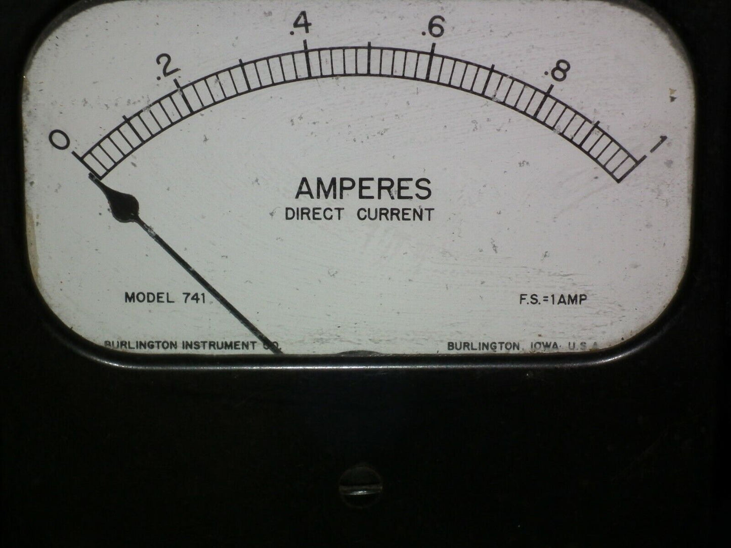 Vintage Instrument 0-1A Burlington Model 741, Ammeter, Iowa US